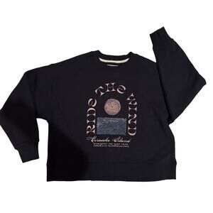 Oracoke Island NC Cropped Heavy League 91 Sweatshirt Moon and Sea Beach M